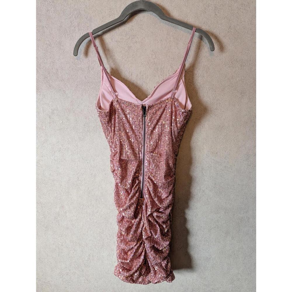HELLO MOLLY pink sequin replay button corset mini dress sz 2 - Picture 4 of 5